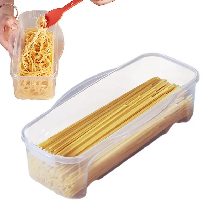 

Microwave Pasta Cooker Heat Resistant Clear Ramen Bowl with Lid Fridge Drainer Spaghetti Noodle Cooking Box Fruit Containers