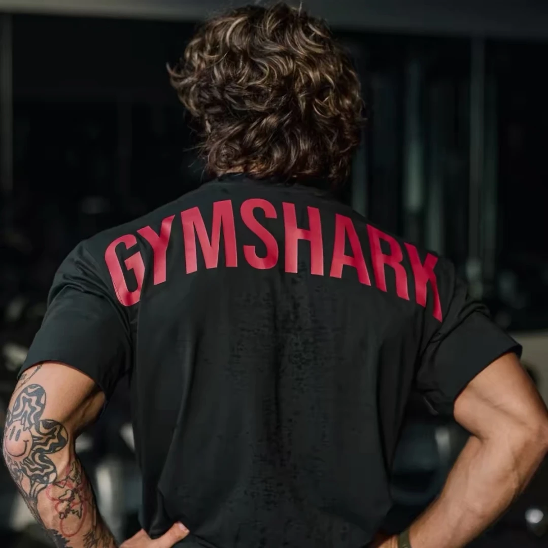 2026 New GYMSHARK Pure Cotton T-shirt Fitness Suit, GYMSHARK Strength Training Weightlifting Dumbbell T-shirt