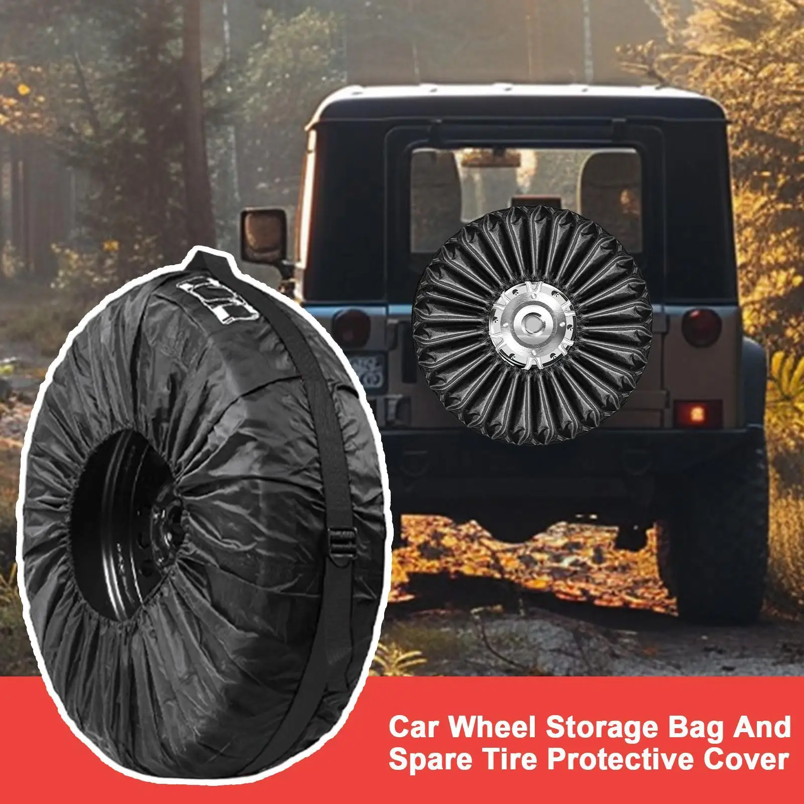 غطاء الإطار الاحتياطي حقيبة تخزين العجلات المقاومة للغبار حقيبة تخزين الإطارات الاحتياطية للقيادة اليومية والمغامرات الخارجية ورحلة الطريق والتخييم #2