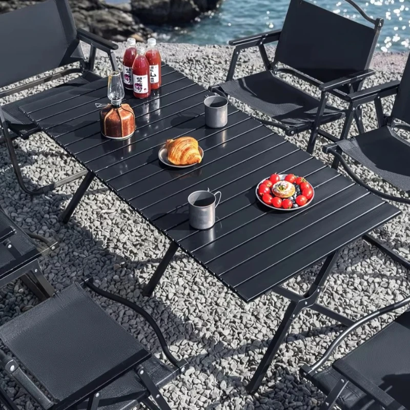 

Outdoor Black Camping Table Lightweight Portable Dining Camping Table Folding Adjustable Carro De La Compra Camping Gadgets