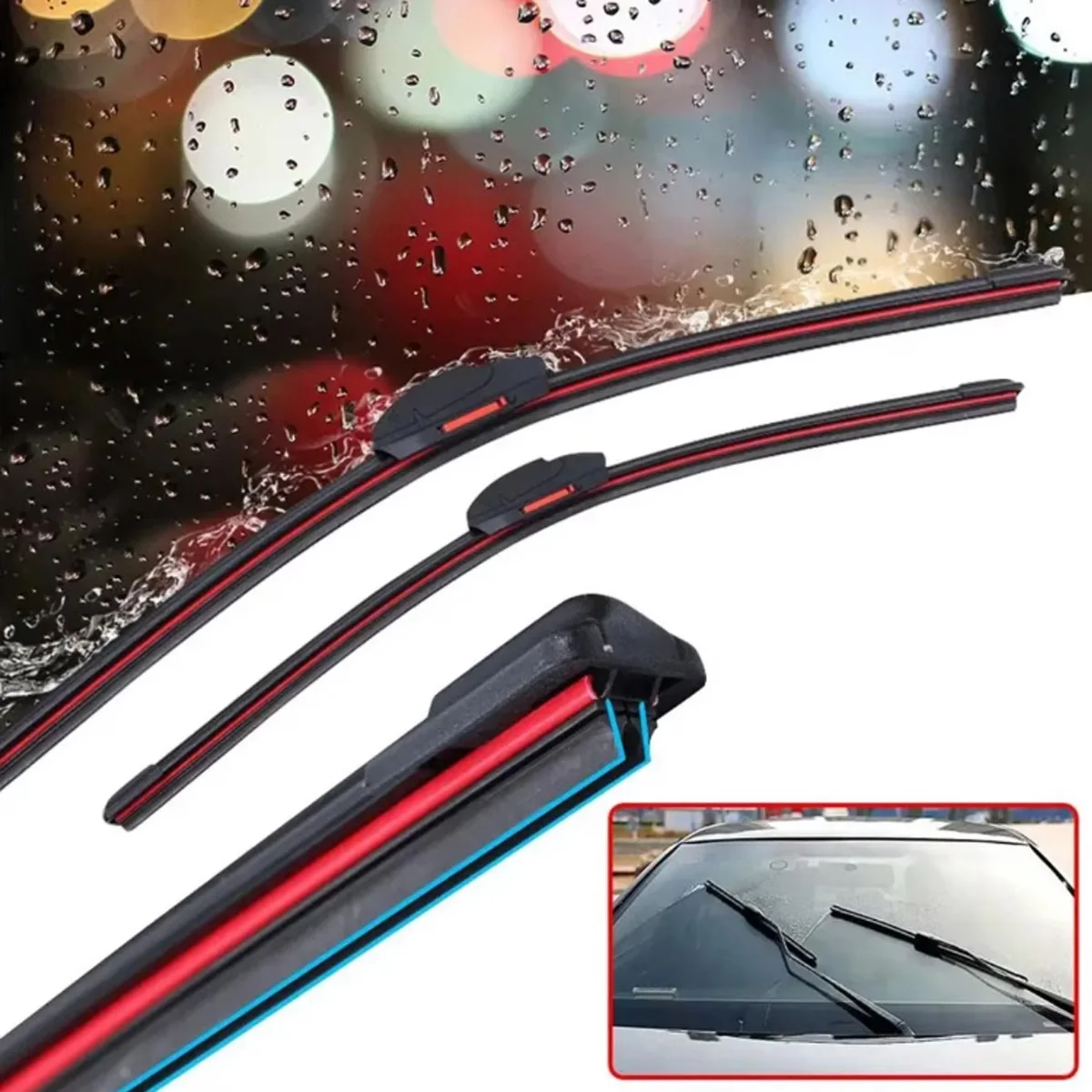 J/U hook Car Windshield Wiper blades Universal Soft Double layer Rubber Front Windscreen 14\