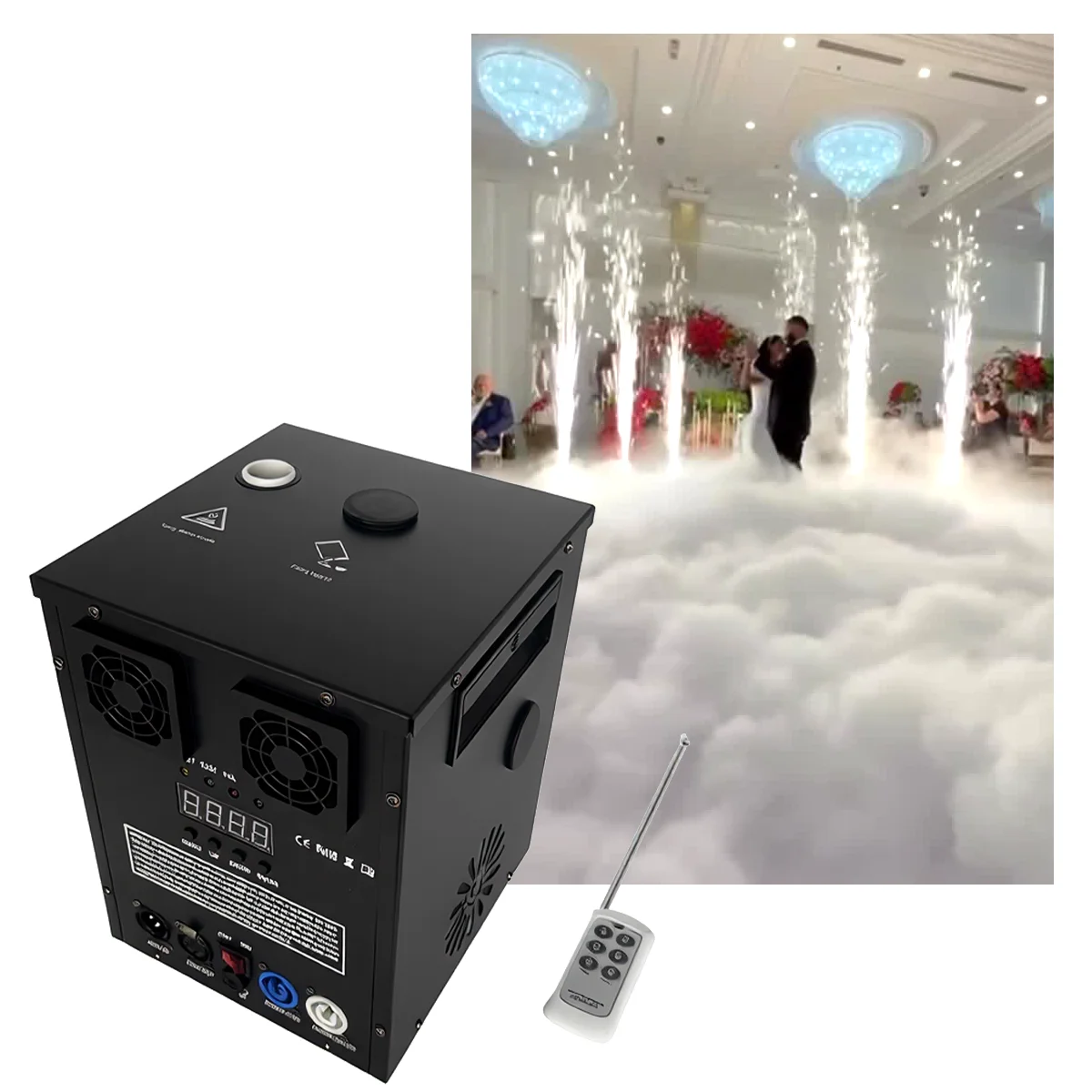 

2PCS 600W Cold Fire work Machine DMX Remote Control Cold Spark Machine Ti Powder LCD Cold Sparking Machine Powder Ti case