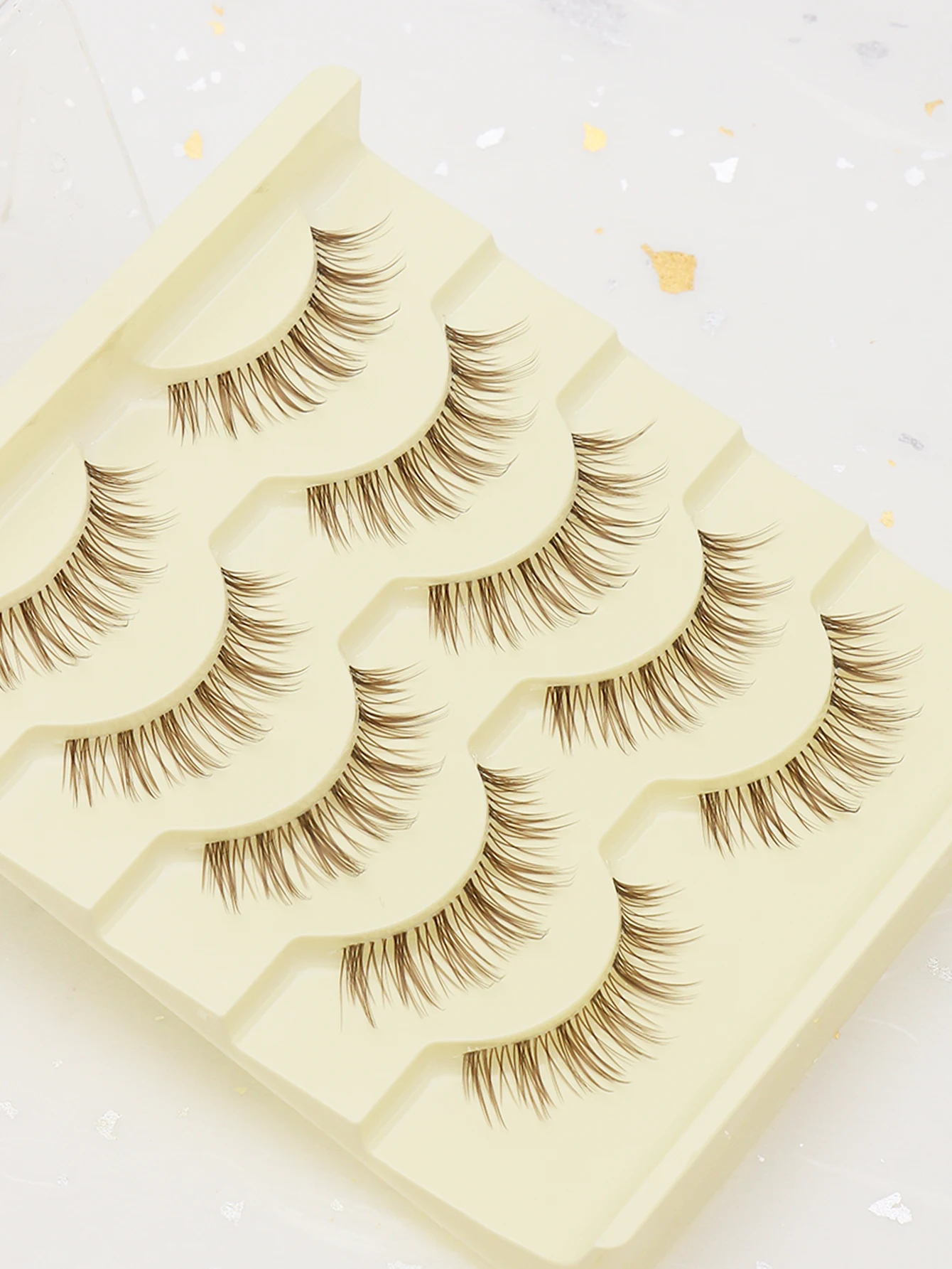 5 pairs brown eyelashes Natural sharpened style Beautiful wear comfortable effect Fake Lashes Makeup