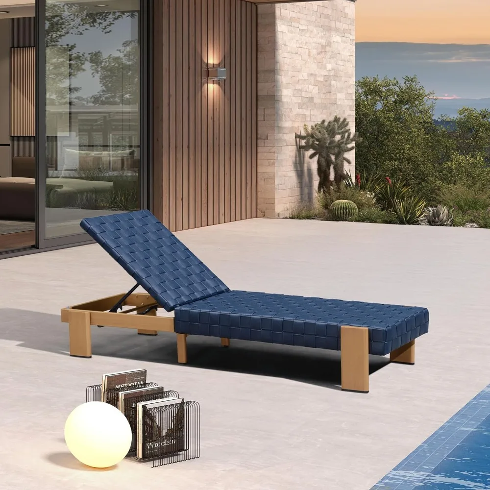 

Patio Lounge Chair Modern Outdoor Wicker Chaise Lounge 1 Piece with Adjustable Backrest Aluminum Rattan Chaise Lounge Chairs fo