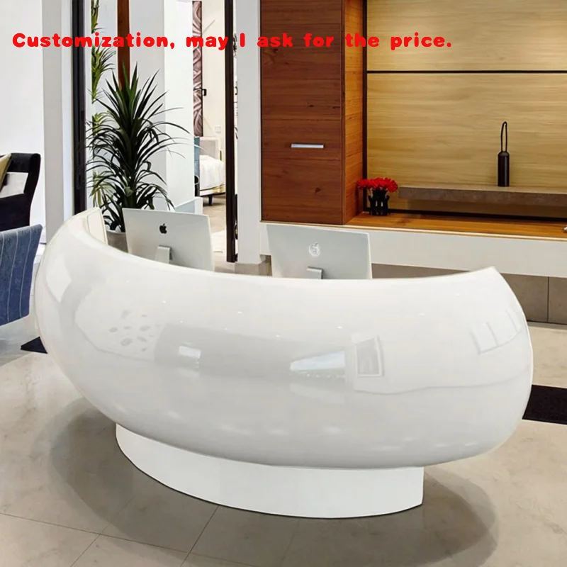 

custom.Customized-Shaped Reception Counter Company Front Desk Cash Register Display Cabinet Supermarket Beauty Check