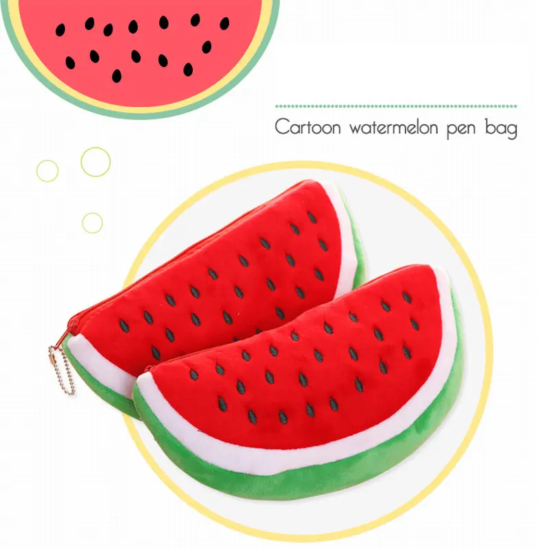 Red Green Big Watermelon Cute Pencil Case Kawaii Fruit Pencil Bag School Case For Boy Girl Kids Gift School Stationery Suppli