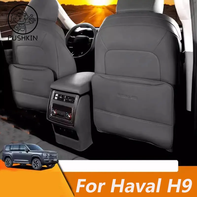 

Fit For haval H9 New H9 2024 2025 Car PU Leather Anti Kick Mat Pad Car Anti-kick Protector Mats Seat Back Protector Accessories