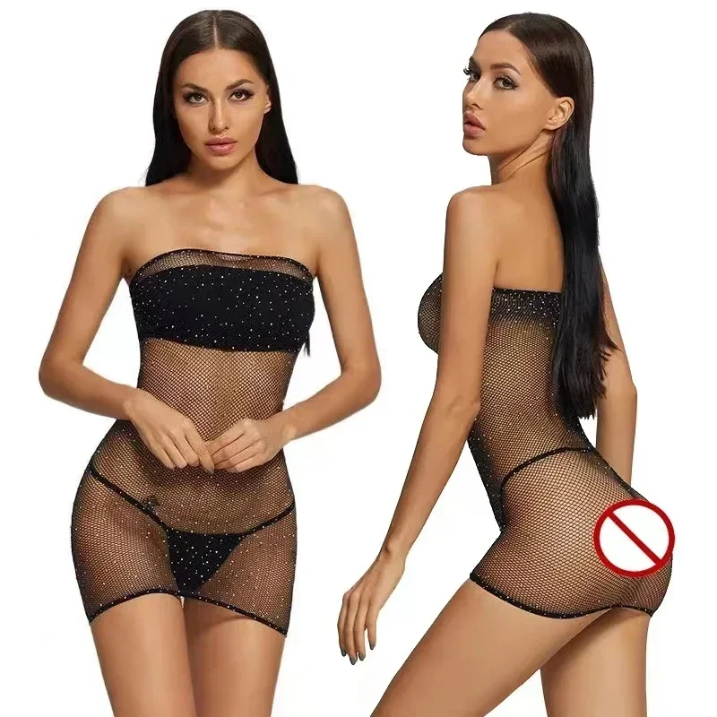 Sexy Lingerie Bodysuit Underwear Open Crotch Women Sleepwear Sexy Transparent Fetish Erotic Teddies Sexy Body Baby Boll Mujer