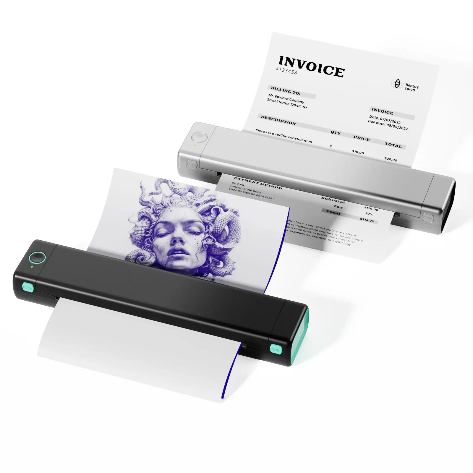 Mini stampante portatile Phomemo M08F Stampante termica Bluetuth compatibile con Android, iOS e laptop Stampanti A4 wireless portatili