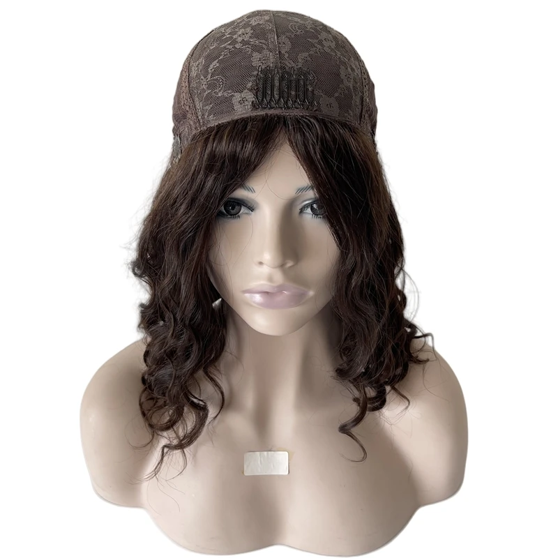 20 بوصة شعر بشري بكر أوروبي بني داكن 2 # شعر مستعار فضفاض مموج كوشير 4x4 شعر مستعار يهودي حريري للنساء #5