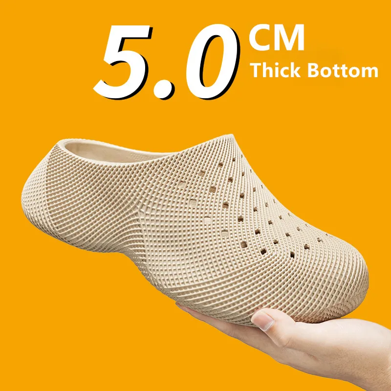 2026 New Summer Fashion Couple Outdoor Thick Bottom Hole Shoes Slippers EVA Baotou Men's Sandals Luxury Beach Men Garden Shoes