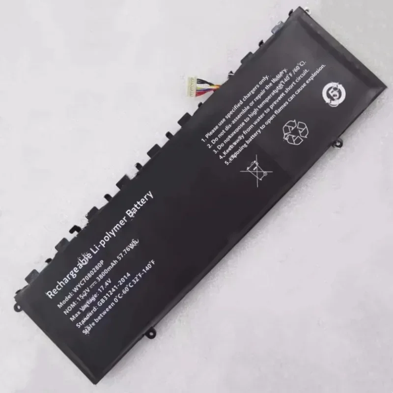 Nouveau WYC 7080280 P 15.2V 3800mAh 57.76Wh batterie d'ordinateur portable 10 broches 9 fils pour Netbook Crelander DS16