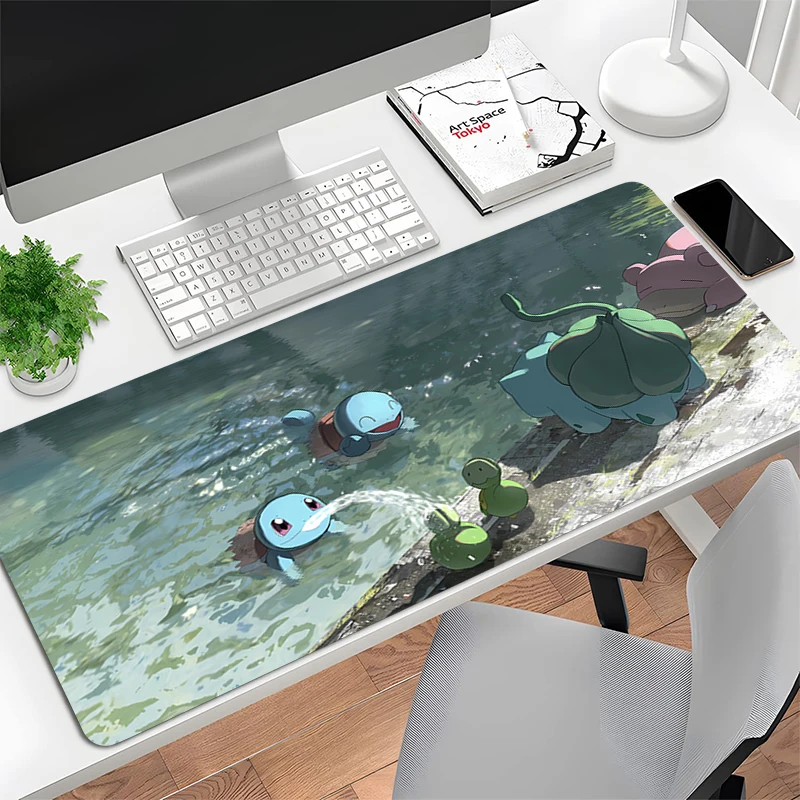 Large Gaming Customized Mouse pad B-Bulbasaur Non-slip rubber Office desk mat Game keyboard pad Desk Mats P-Pokémon Home Decor