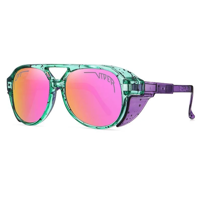PIT VIPER The Cosmo Lunettes de soleil polarisées pour hommes et femmes, double pont, protection latérale, style rétro, pour le cyclisme, sport, coupe-vent, protection UV400