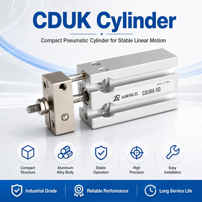 

CDUK Series Free Mount Air Cylinder Double Acting Non Rotating Rod Compact Pneumatic Cylinder for Automation CDUK6/10/16/20/25