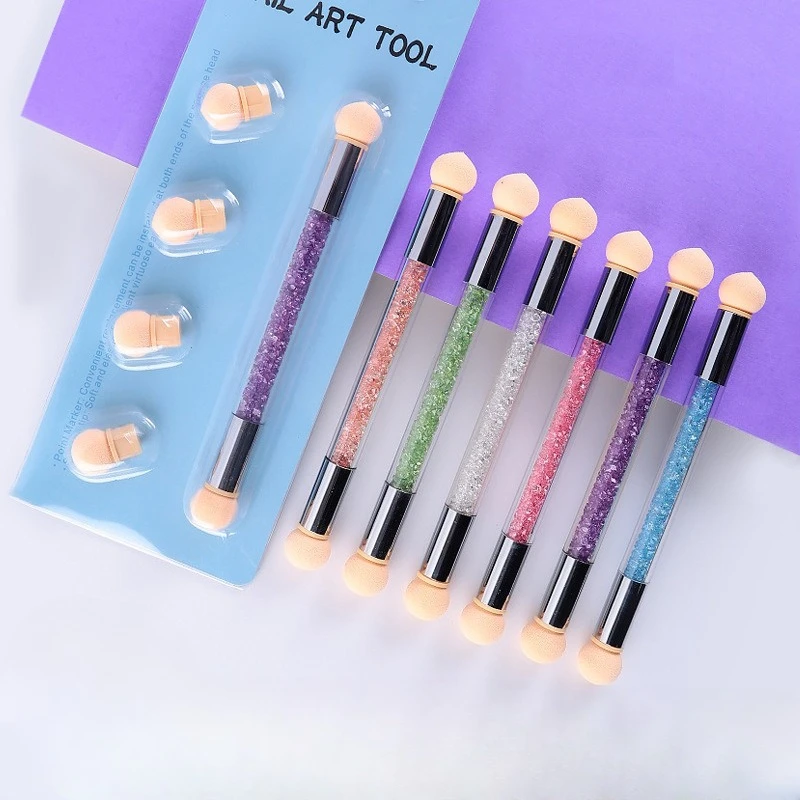 

1pcs with 4 Replaceable Sponge Tips Nail Pen for Gradient Effects Blending Dotting and Gel Nail Compact and Portable Nail Tools