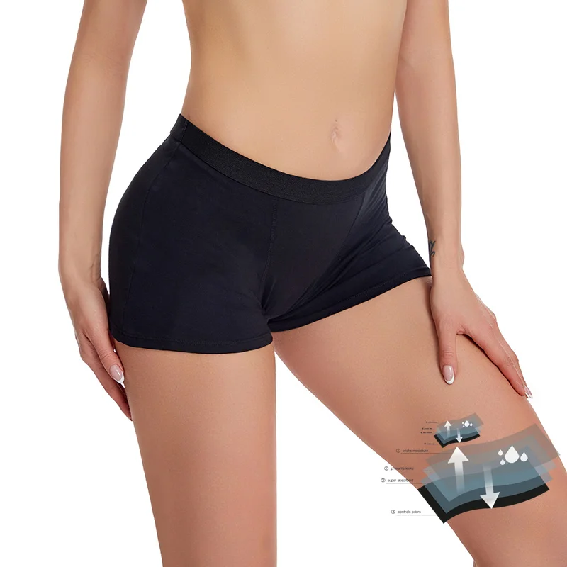 유럽과 미국의 생리 속옷 누출 방지 생리대 월경 기간 바지 여성용 복서 4겹
