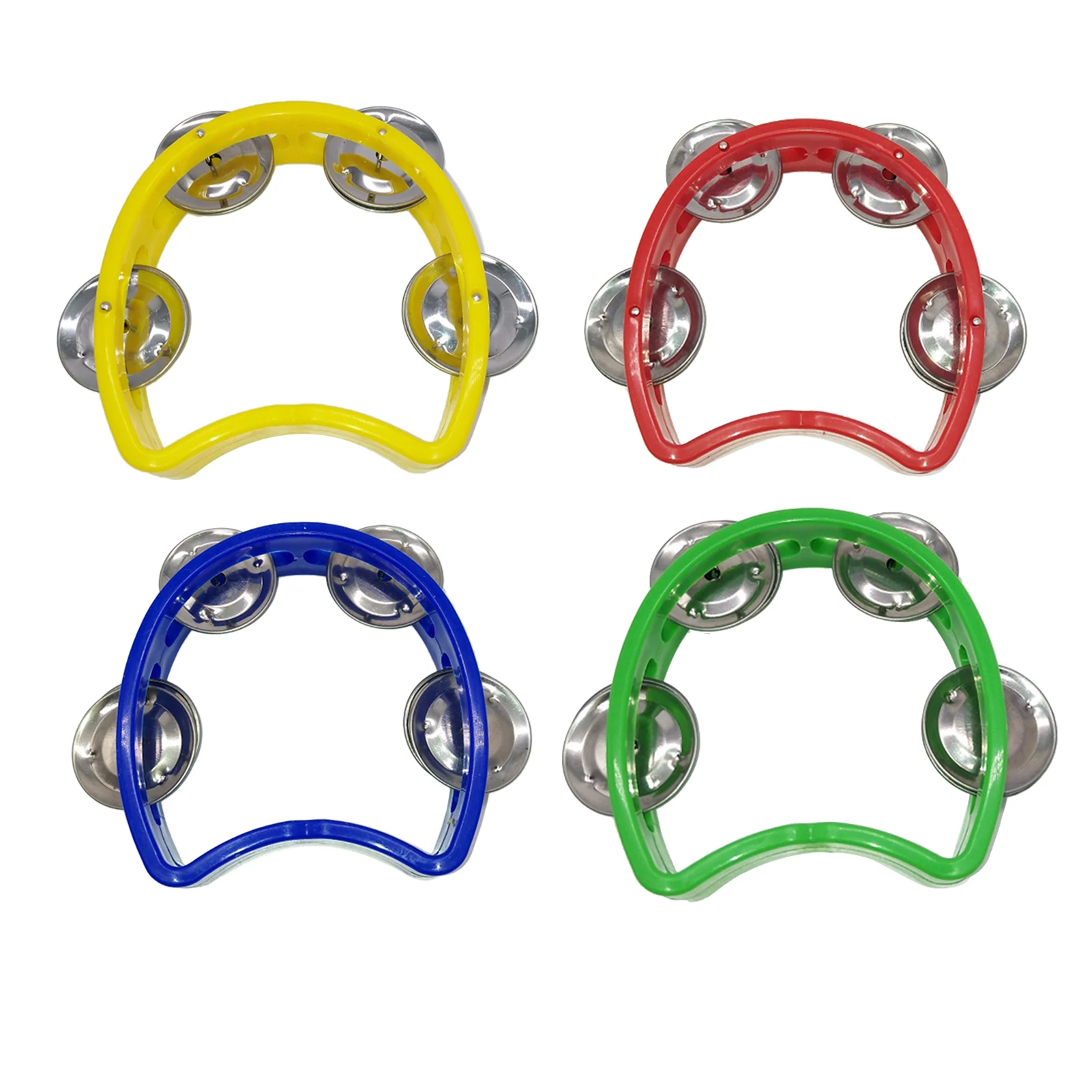 Tambourine Plastic Handheld Percussion 4 Bells Kids Musical Rhythm Instrument for School Party Concert Musical Rhythm Instrument