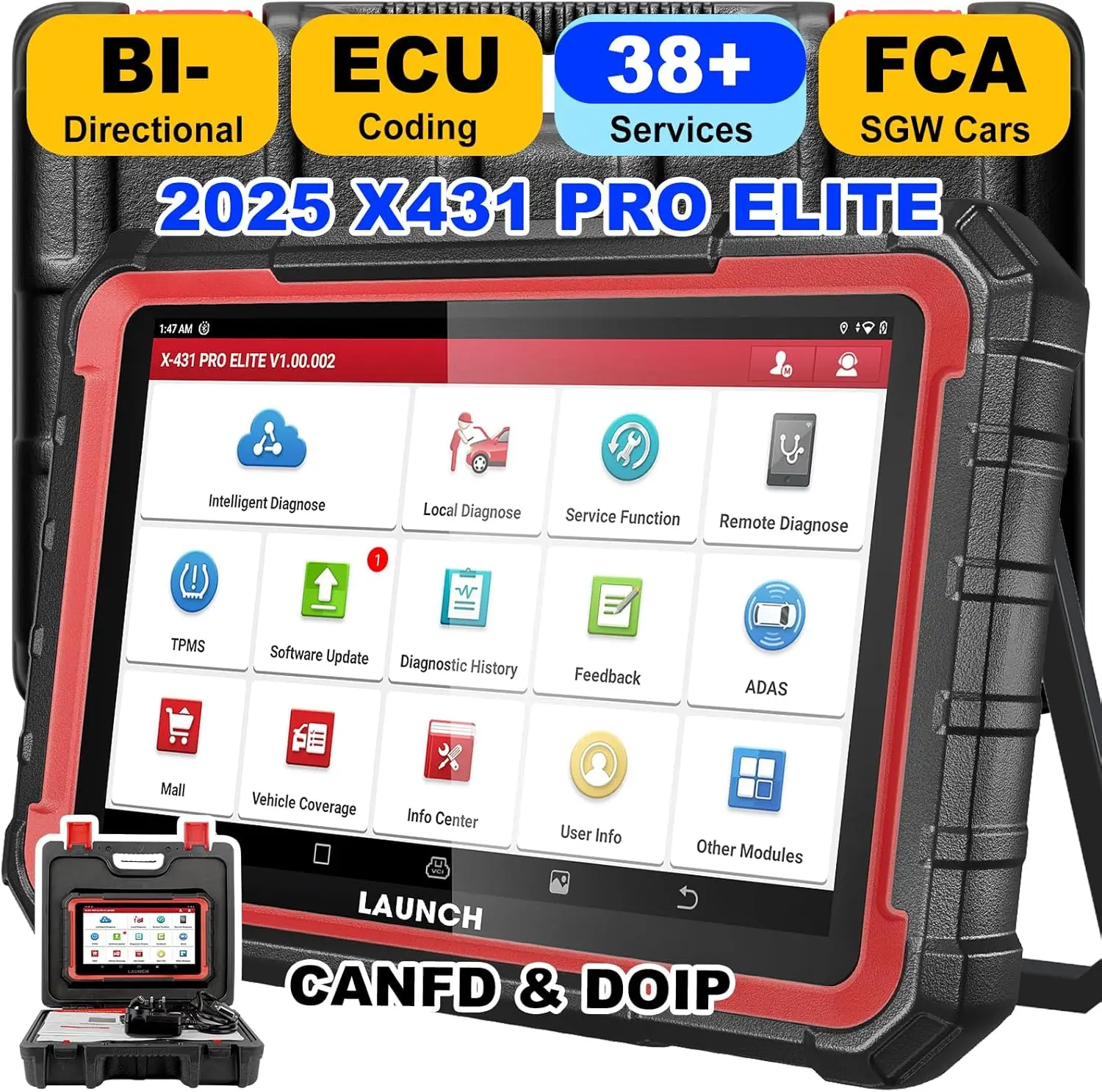 

2025 LAUNCH X431 PRO ELITE 8 inches ECU Coding Active Test CAN FD DOIP all system Car diagnostic tools 31 Resets OBD Scanner