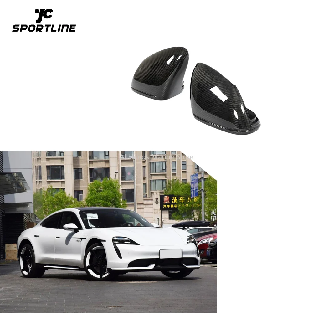 Pre-preg Dry Carbon Fiber Car Mirror Cover Caps For Taycan 9J1 Turbo S Sedan 4-Door 2019-2020