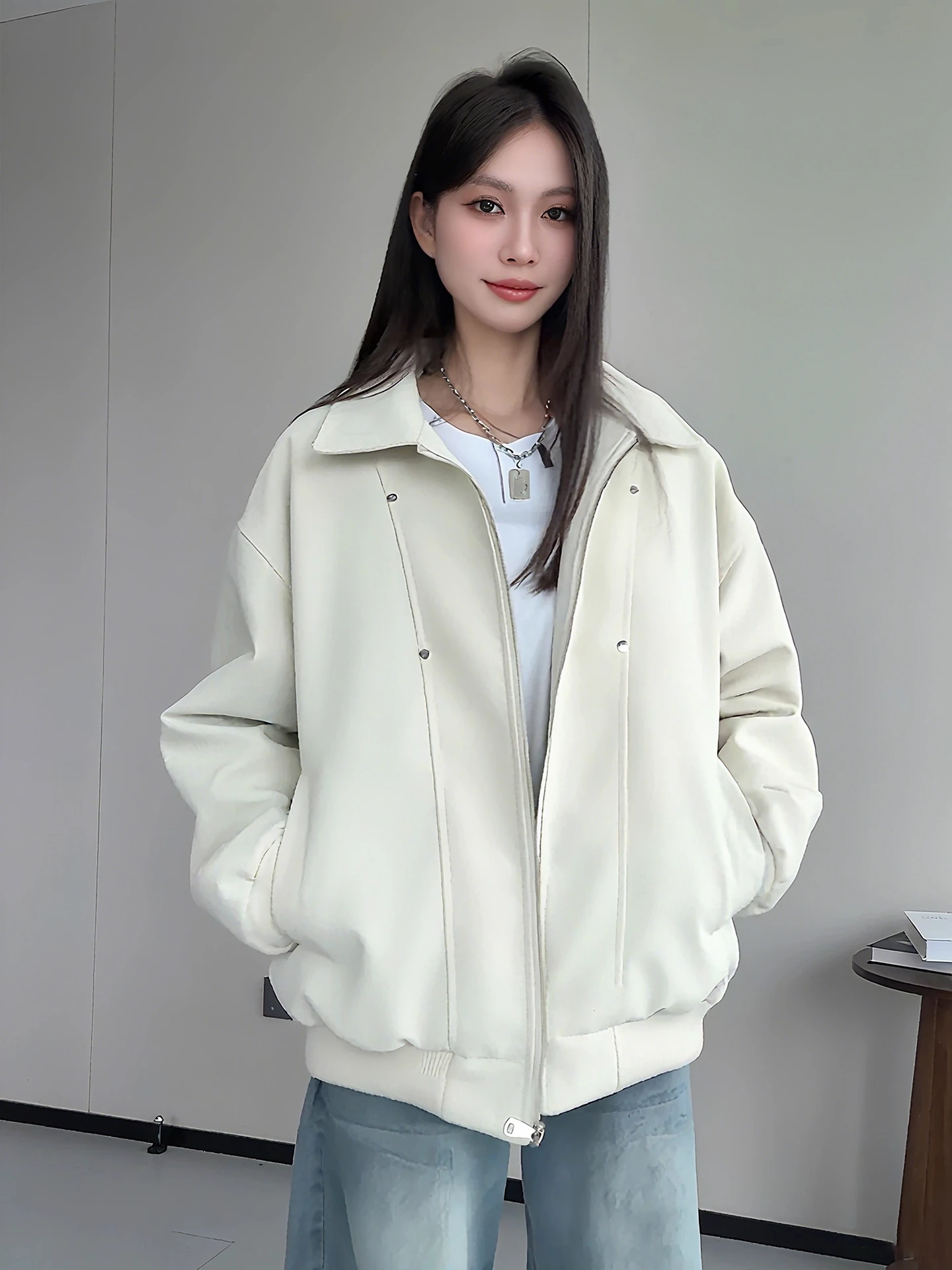 

Мужская зимняя куртка из искусственной кожи с заклепками в американском стиле, утепленная хлопковая бейсбольная куртка-бомбер, премиум-класс, мото-стиль