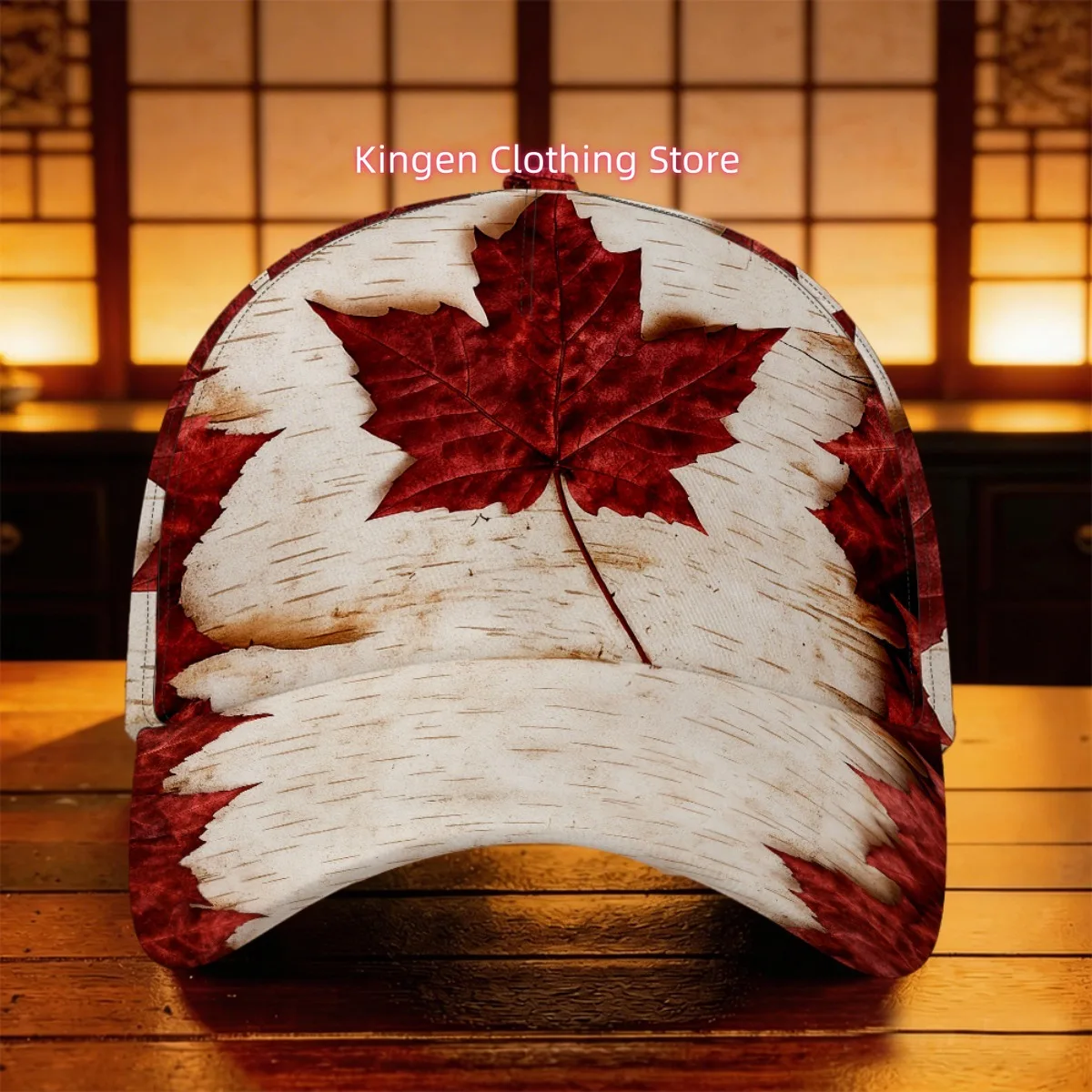 1pc Red Maple Leaf Charm Cap Golf Cap Souvenir Lightweight Christmas Gift Sports Events 2D Full Print