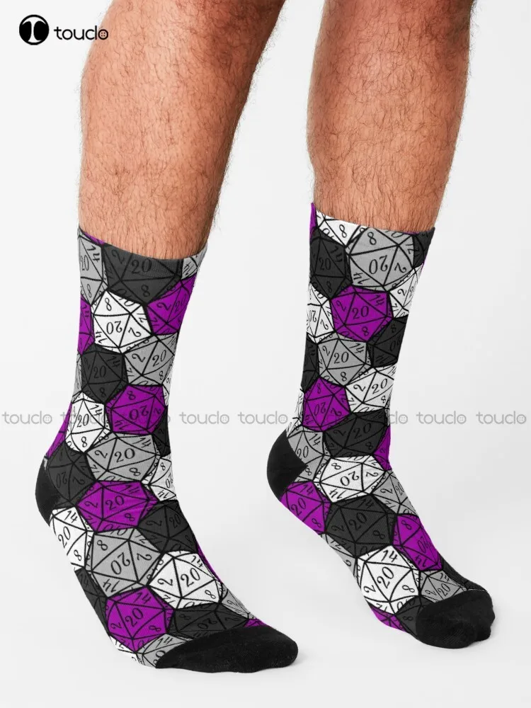 Asexual Pride Dice Pattern Socks Slouch Socks Unisex Adult Teen Youth Socks 360° Digital Print Harajuku Gd Hip Hop Gift Retro