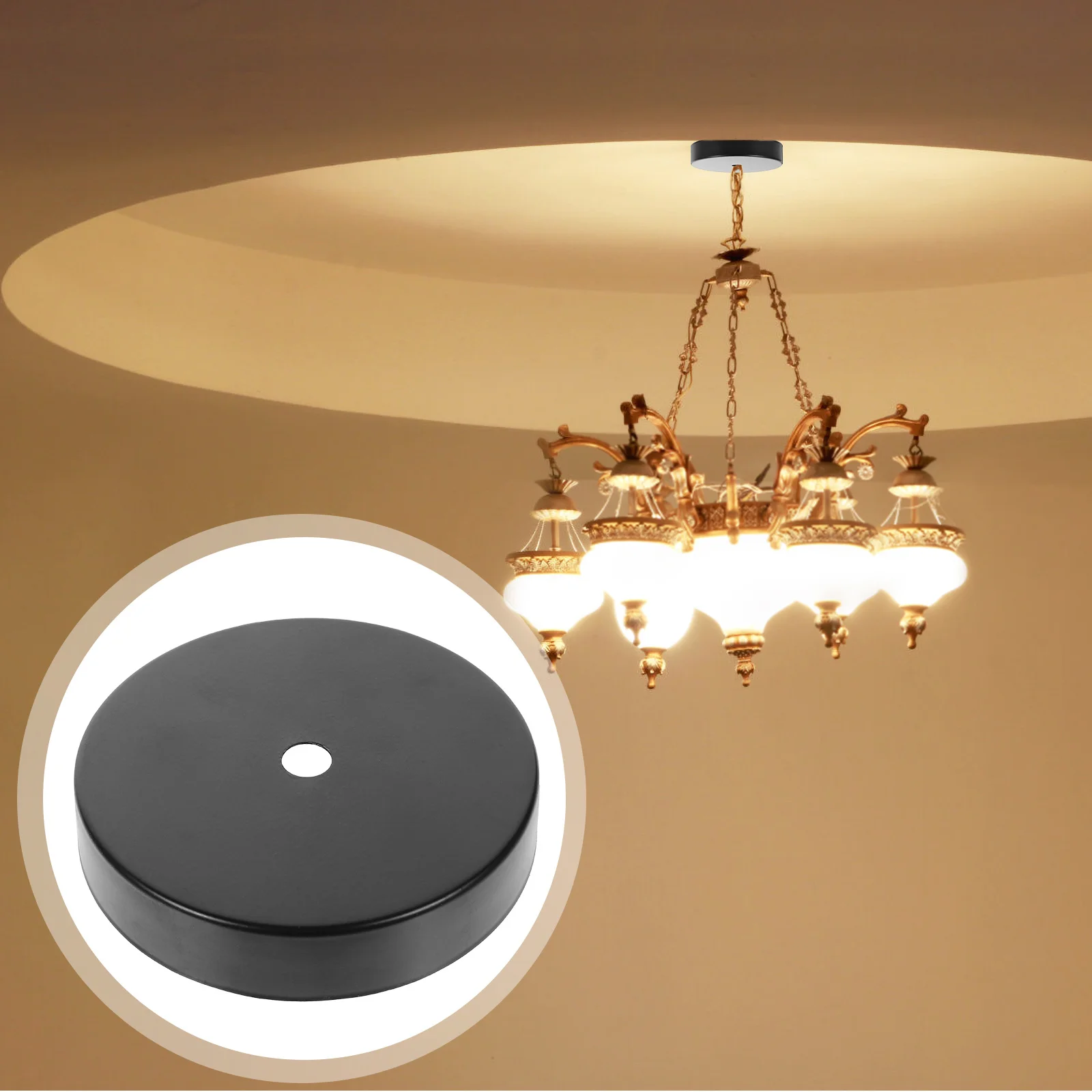 6 قطعة قاعدة مصابيح المجلفن غطاء السقف المعدني لوحة ل قلادة الصناعية ضوء الثريا المظلة تركيبات قوس