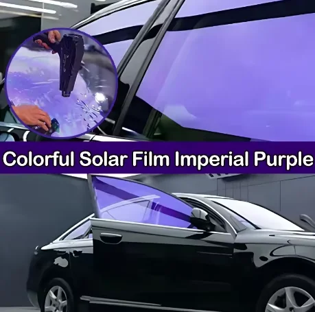 PET Chameleon Blue Color Changing Car Window Tint Anti Yellowing Anti Scratch UV Blocking No Glue Residue Auto Film