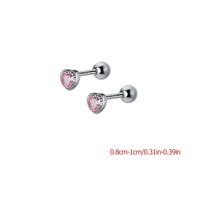 Sweet Romantic Crystal Zircon Heart Studs Earrings for Women/Men Helix Tragus Cartilage Piercing Jewelry Gift