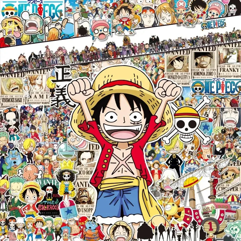 48/50/80/100pcs Vintage ONE PIECE Anime Stickers for Kids Toy DIY Laptop Skateboard Car Kawaii Cartoon Decoration Sticker Decals