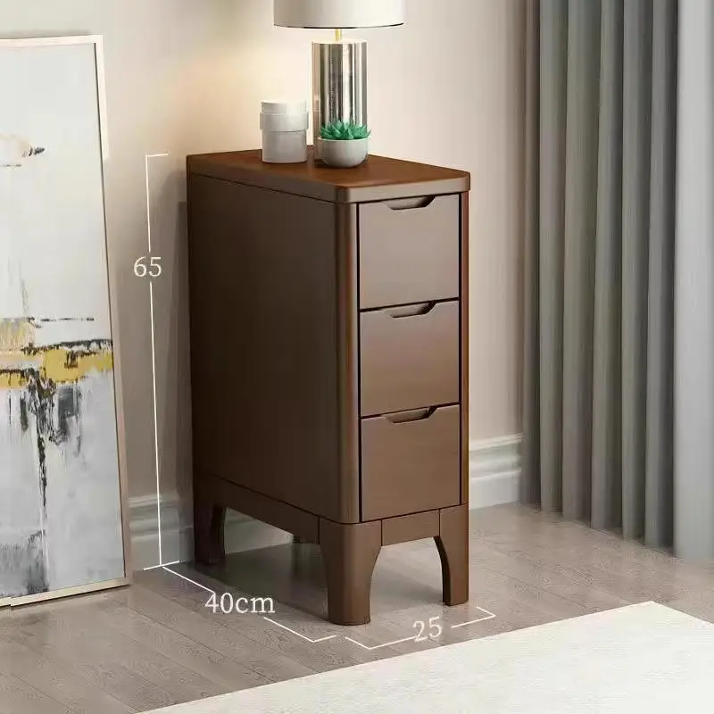 All solid wood three-pump bedside table Nordic bedroom extremely narrow mini ultra-narrow Nordic small cabinet simple modern bed