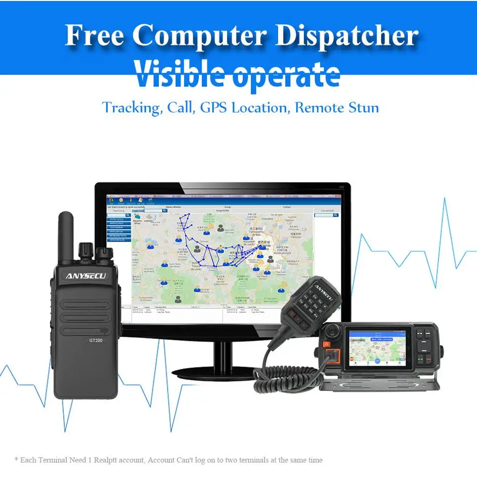 3G IP Walkie Talkie With Sim Card 3G-GT200 And Realptt Licences 500 Miles For Long Distance Communication
