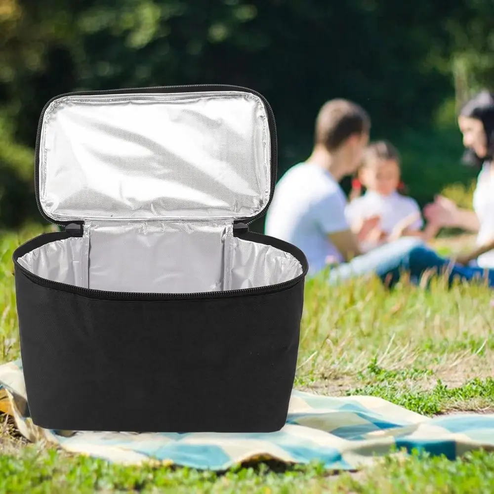 Convenient 10L Insulated Lunch Bag Black Reusable Portable Cooler Tote Insulated Food Transport Carrier Picnic