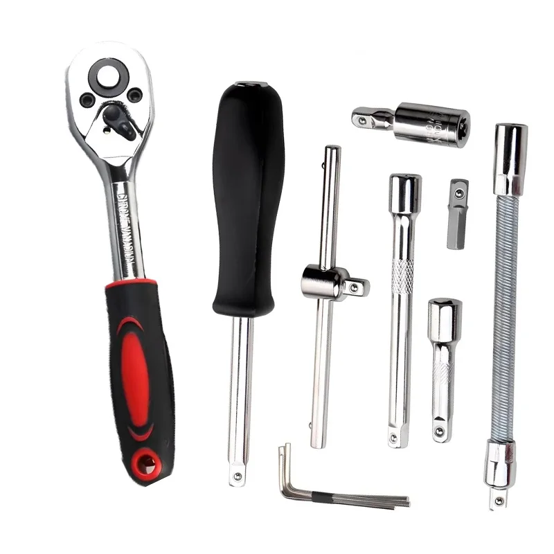 دراجة نارية 46 قطعة 1/4 بوصة محرك المقبس اسئلة وجع مجموعة كاملة طقم تصليح السيارات لأدوات صيانة السيارات والدراجات #4