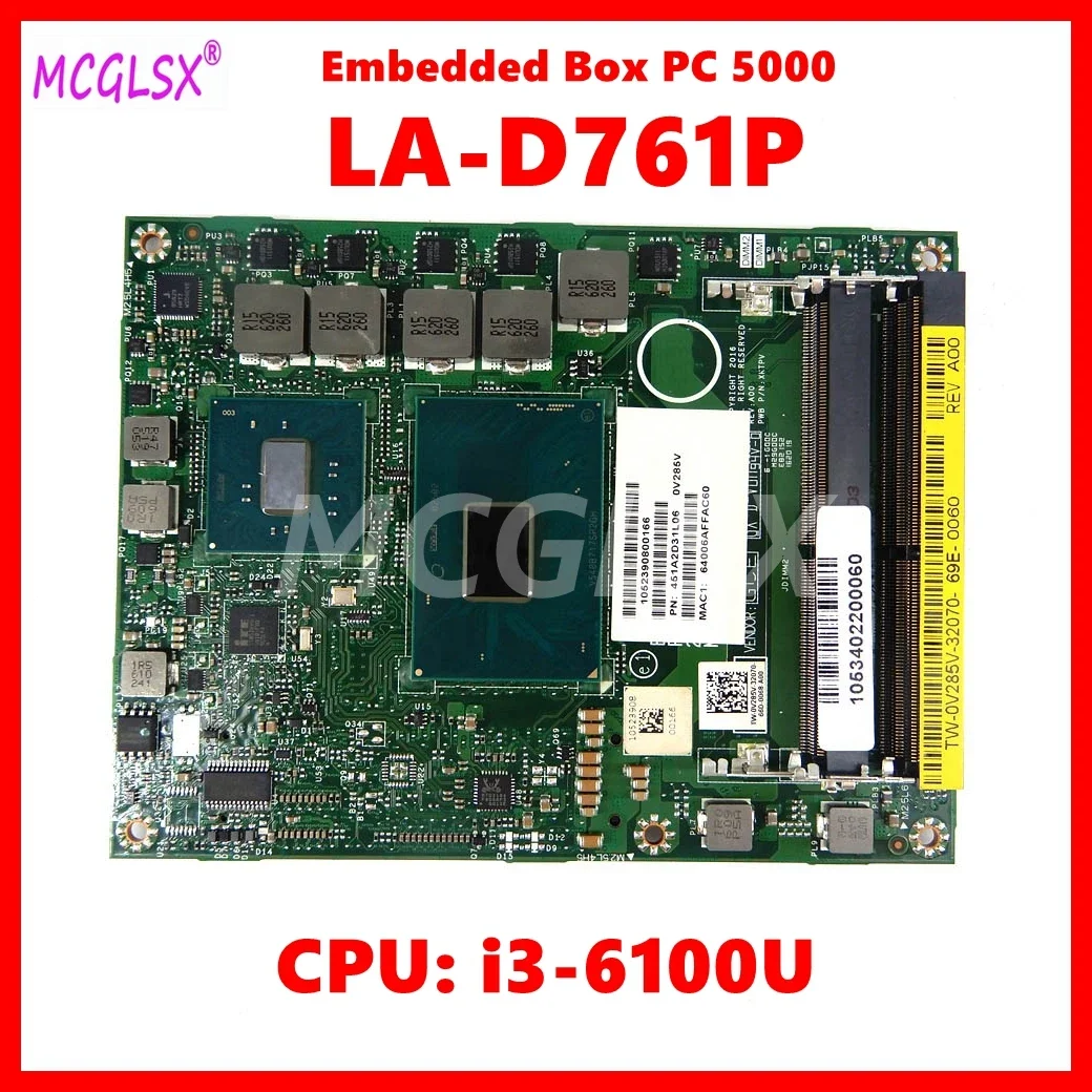 LA-D761P i3-6100 CPU Mainboard For Embedded Box PC 5000 Celeron G3900E Laptop Motherboard CN-0V285V V285V Tested OK