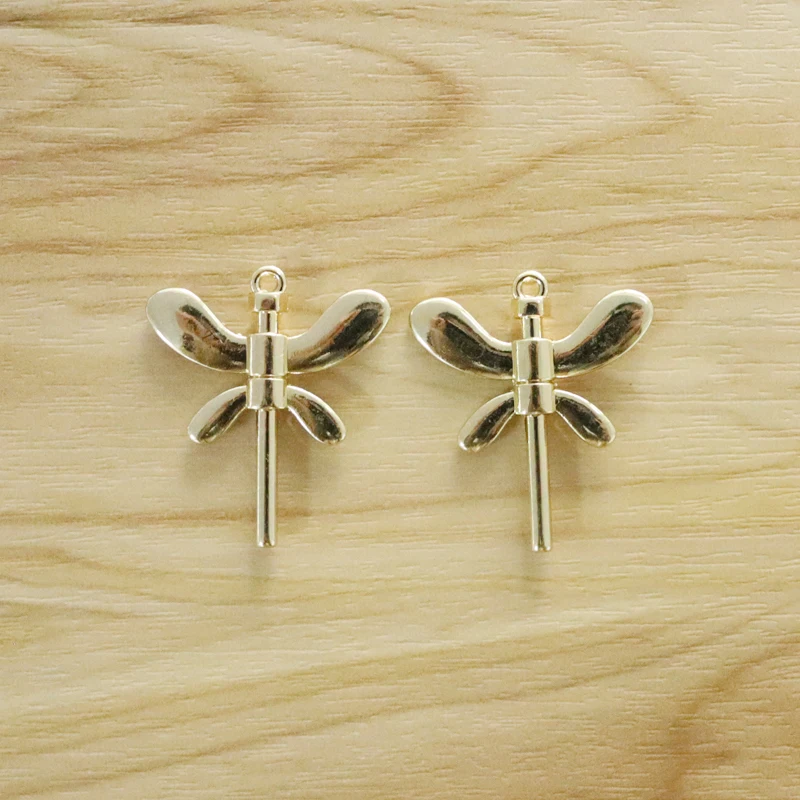 

10 Pieces Matt Gold Color Dragonfly Insect Charms Pendants for DIY Earrings Necklace Jewellery Making Findings 33x29mm