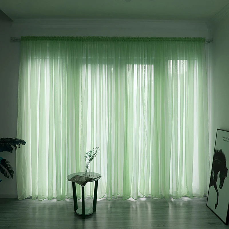 Rainbow Colorful Solid White Tulle Sheer Window Curtains For Living Room Bedroom Tulle Voile Organza Curtains Fabric Drapes