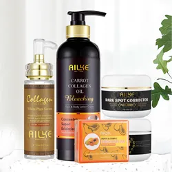 AILKE Colágeno Skin Care Kit, Restauração, Elasticidade, Pele Suave, Iluminar, Mesmo Tom De Pele, Rosto e Corpo Use Set, 5 em 1