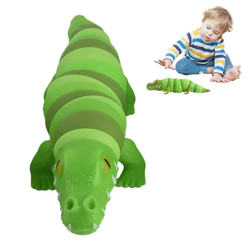 Funny Crocodile Toy Hand Sensory Fidget Toy for Kids Cartoon Crocodile Articulated Jointed Moving Creature Toy Cute Finger Gifts