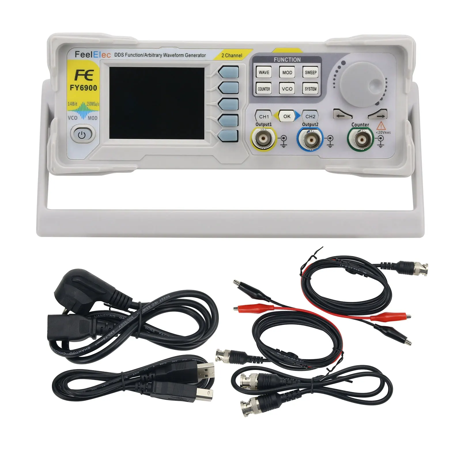 

FY6900-60M 60MHz 2-Channel Function Arbitrary Waveform Generator Pulse Signal Frequency Counter