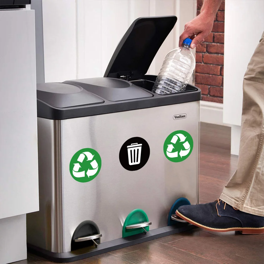 

12 Pcs Trash Bin Classification Stickers Recycle for Bins Recycling Applique Can Garbage