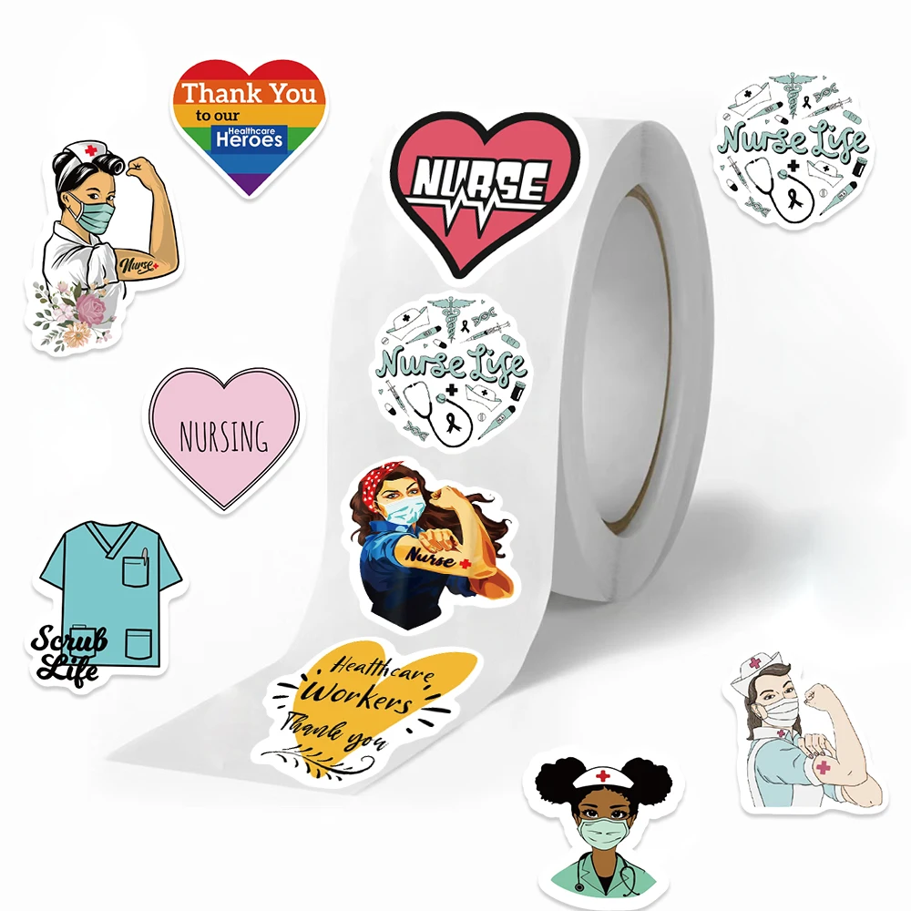 Pegatinas de dibujos animados de enfermera para niños, pegatinas de recompensa, pegatinas de animación para guardería, escuela, estudiantes, profesores, lindos juguetes clásicos, 500 piezas
