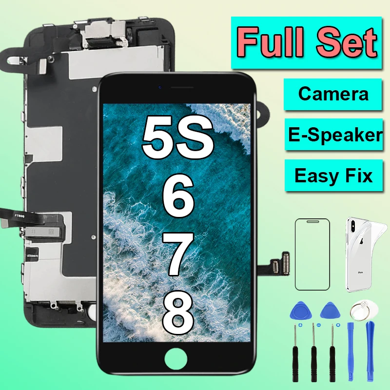 Screen For iPhone 5S 6 6S 7 8 Plus SE SE2 LCD Display Full Set Replacement Complete Assembly Touch Digitizer with Front Camera