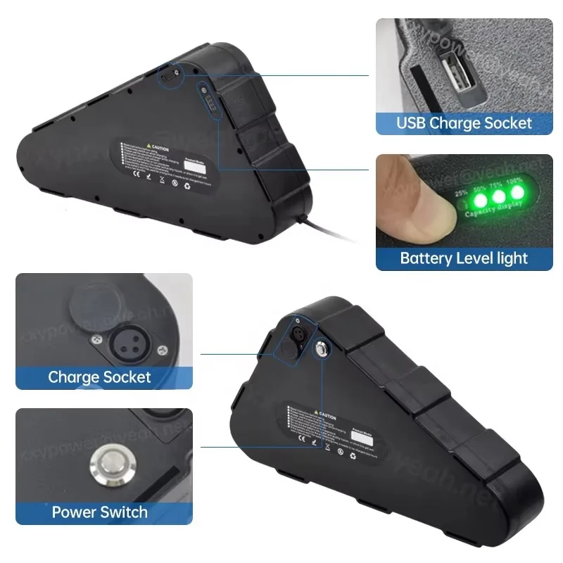 batteria triangolare per bicicletta con batteria a lunga durata 48V 24Ah