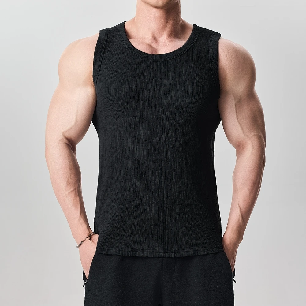 

Gymdog High-End Texture Vest Men's Summer Sport Casual Fitness Training Sleeveless Shoulder Pad T-shirt Base Clothing