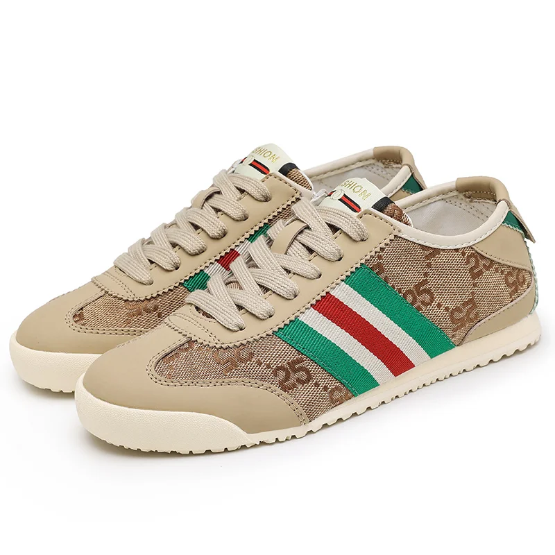 

2026 New Men's Canvas Patchwork Casual Sneakers Stripe Decor Lace-Up Non-Slip Lightweight Shoes for Daily Outdoor Streetwear