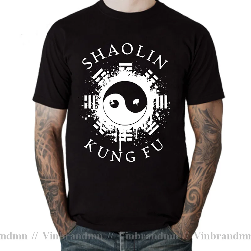 Trendy Fashion Splash Ink Design MMA Shaolin Kung Fu Martial Arts Training T Shirt men Chinese Tai Chi Wushu Wing Chun T-shirt