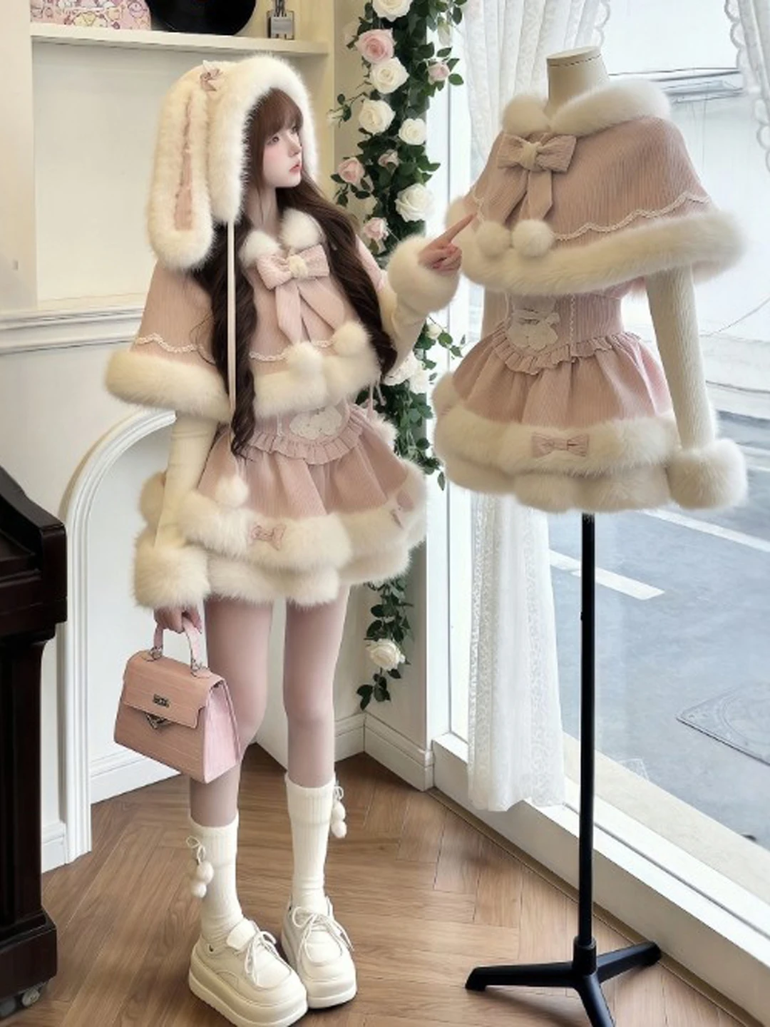 

Стильный комплект: красивая уникальная футболка с капюшоном и накидкой, зимний повседневный костюм для женщин, удобный и комфортный.