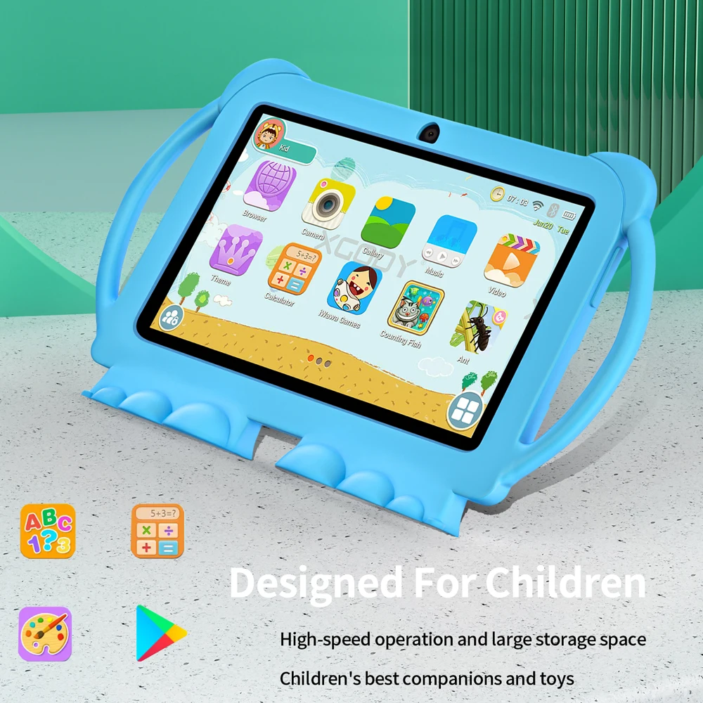 K5 2024 nouvelle tablette 7 pouces Android 9.0 1024x800 IPS tablette pour enfants pour l'apprentissage 2GB 32GB Quad Core 4000mAh Wifi 5 avec support